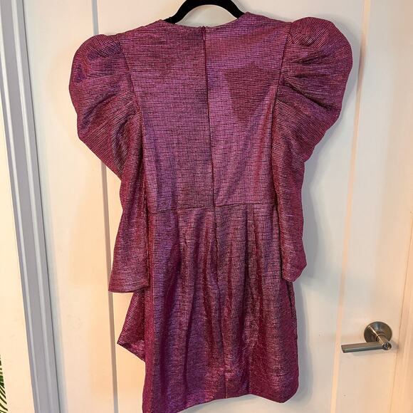 NWT PatBO Pink Metallic Drape Mini Dress Size 6/38 - Picture 3 of 10
